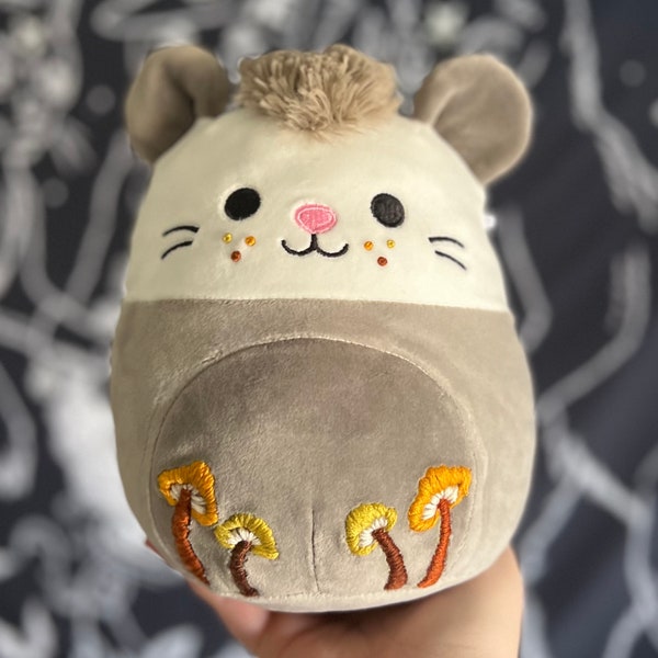 Luanne the Possum Customized 8 Inch Embroidered Squishmallow | Woodland Squishmallow | custom hand embroidery | Squishmallows custom