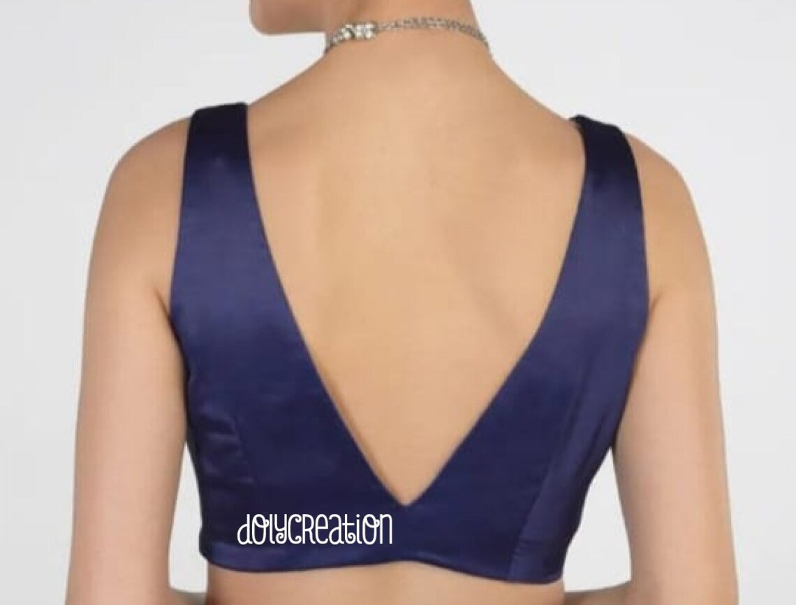 V Neck Satin  Blouse, Sleeveless Blue Bouquet