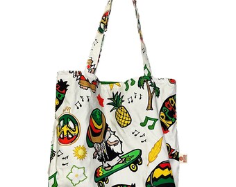 Reggae Music Cotton Tote Bag: Reusable Beach or Festival Bag