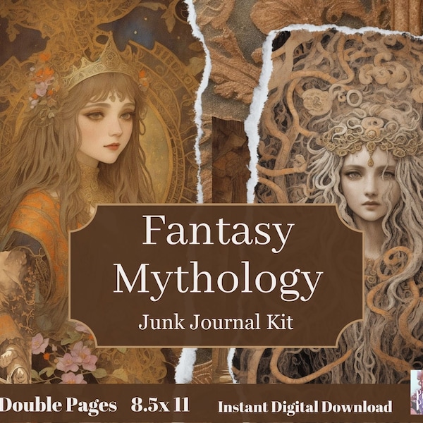 Fantasy Mythology Junk Journal kit, Ancient Greece Scrapbooking Supplies, Digital Paper, Vintage Fantasy Ephemera, Digital Download