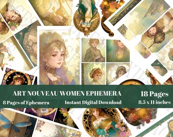 ART NOUVEAU Ephemera | Junk Journal | Print | Instant Digital Download