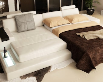 Sleeper Sofa Bed - Leather Chaise Couch with Sleeper Function Sectional Modern Furniture - BULLHOFF by Giovanni Capellini