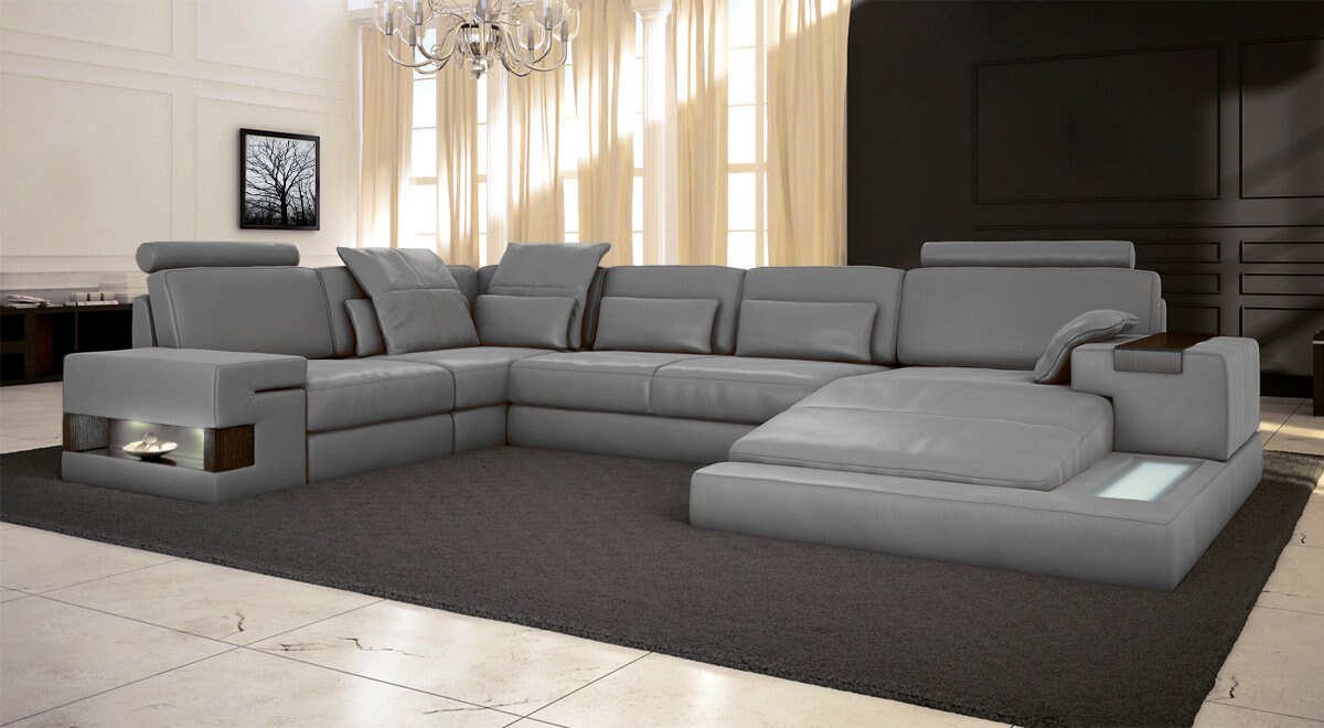 Sectional Couch U-shaped Sofa With Chaise Leather Modern Sofa - Etsy