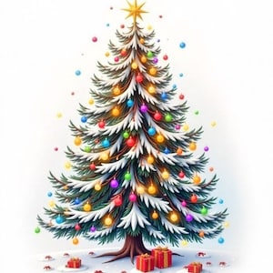 Christmas Trees Clip art 25 PNG , Digital Trees, Digital Download, Digital Print, New Year