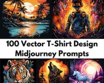 Midjourney Prompts, T-Shirt Designs, POD, Vector, Vector Art, Digital Download, AI Art, AI Generated, Prompt Guide, Photography, Fashion