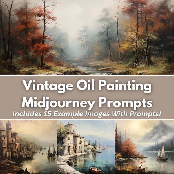 Vintage Oil Paintings, Midjourney Prompt, Antique Oil Paintings, 30 Prompts, Prompt Guide, Digital Art, Instant Access, Digital Download