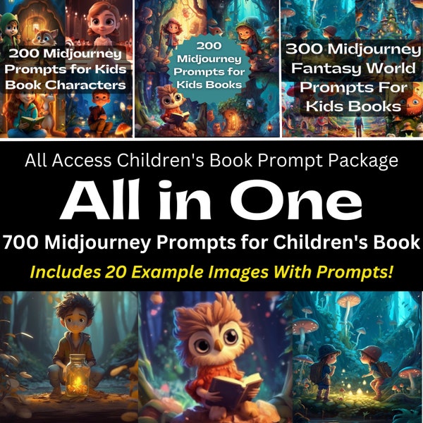 Midjourney Prompts, Kinderbuch, Bilder für Kinder, Wunderlich, Fantasie, Magische Welt, Kopieren und Einfügen, Bündel, Für Eltern, Lehrer