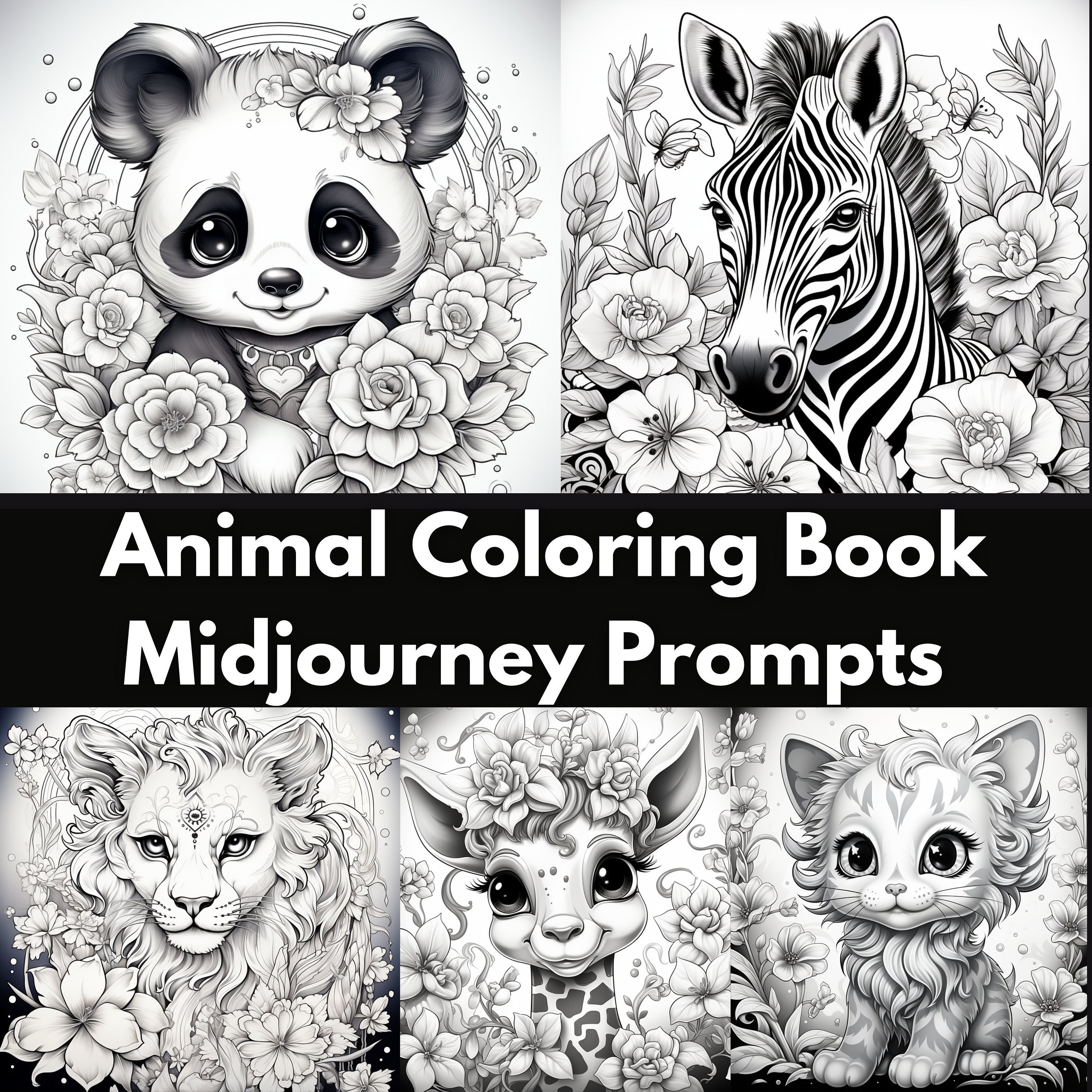 Midjourney Prompts Coloring Pages Kawaii Digital Download - Etsy