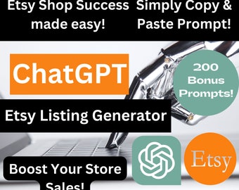 ChatGPT, Etsy Listing Generator, AI Art, Prompt guide, Optimize SEO, Template, Digital Download, Prompt Guide, Instant Access