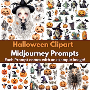 AI-Generated Halloween Clipart: Midjourney Prompts (Digital Download)