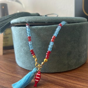 &quot;Class and Goldfish&quot; long necklace, jewelry, handmade, idea, gift, woman