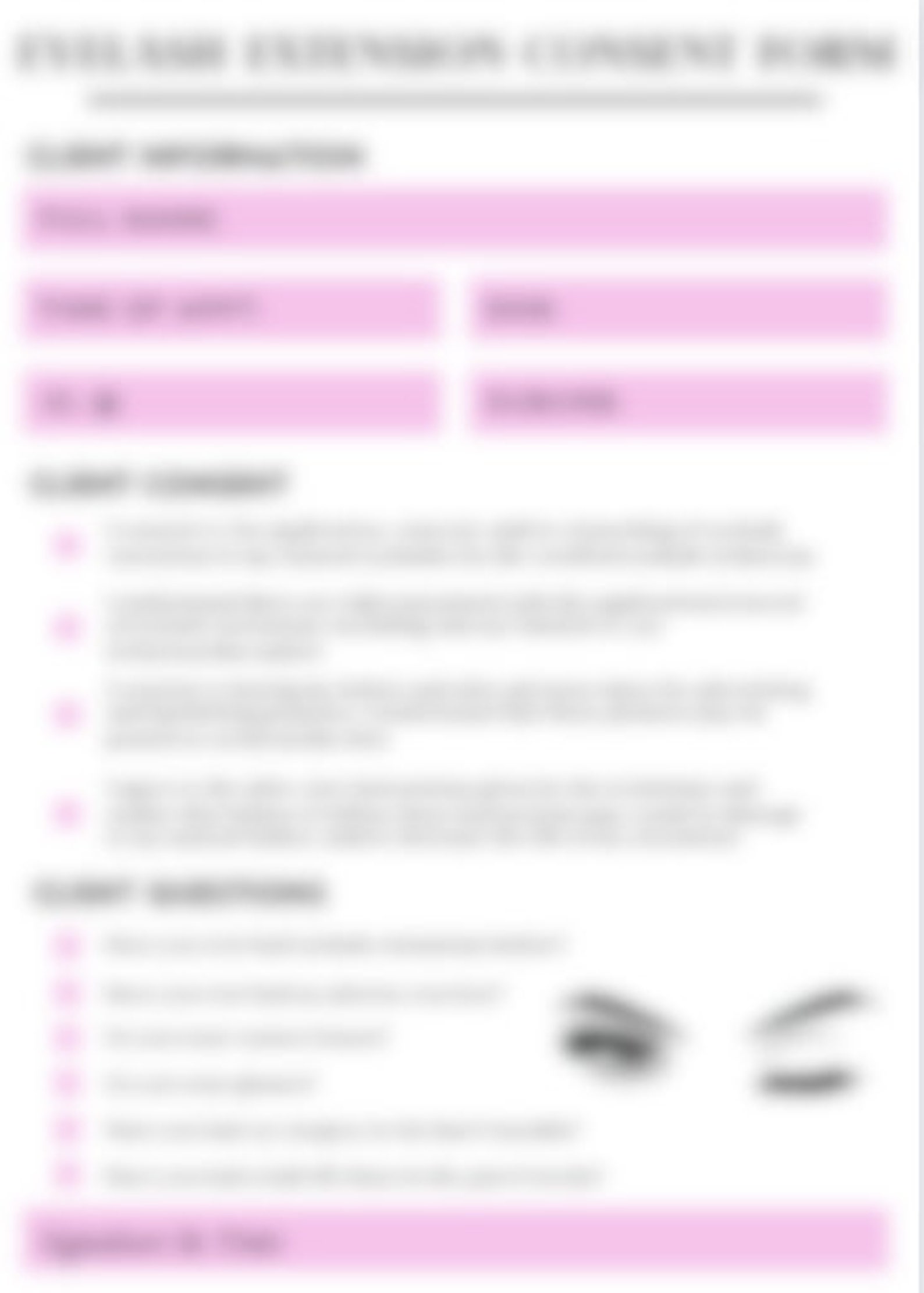 Lash Extension Waiver & Consent Form EDITABLE Etsy