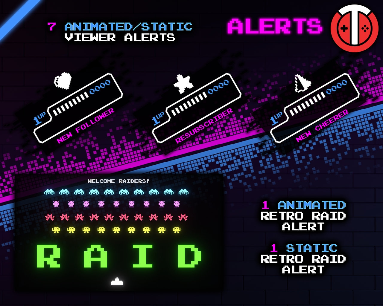 Retro Arcade Animated Stream Package - Overlays, 3D Scenes, Alerts ...