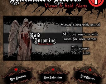 Paquete de alertas de Horror Mansion: alertas animadas de seguidores, suscriptores, animadores, incursiones, donaciones, propinas y regalos - Twitch/YouTube