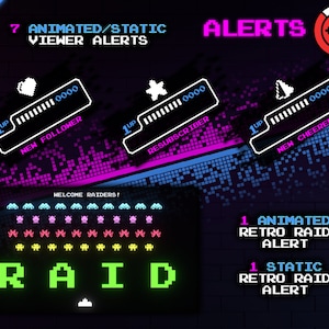 Retro Arcade Animated Stream Alerts - Raid / New Follower / Cheerer / Subscriber / Donation - YouTube / Twitch