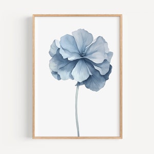 Watercolor Hydrangea Print, Digital Download, Printable Wall Art, Botanical Wall Art, Floral Poster, Modern Coastal Décor, Hamptons Style