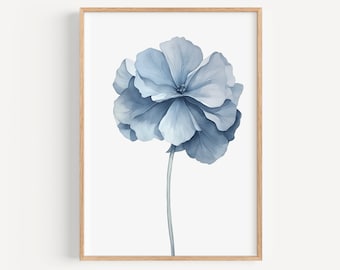 Watercolor Hydrangea Print, Digital Download, Printable Wall Art, Botanical Wall Art, Floral Poster, Modern Coastal Décor, Hamptons Style