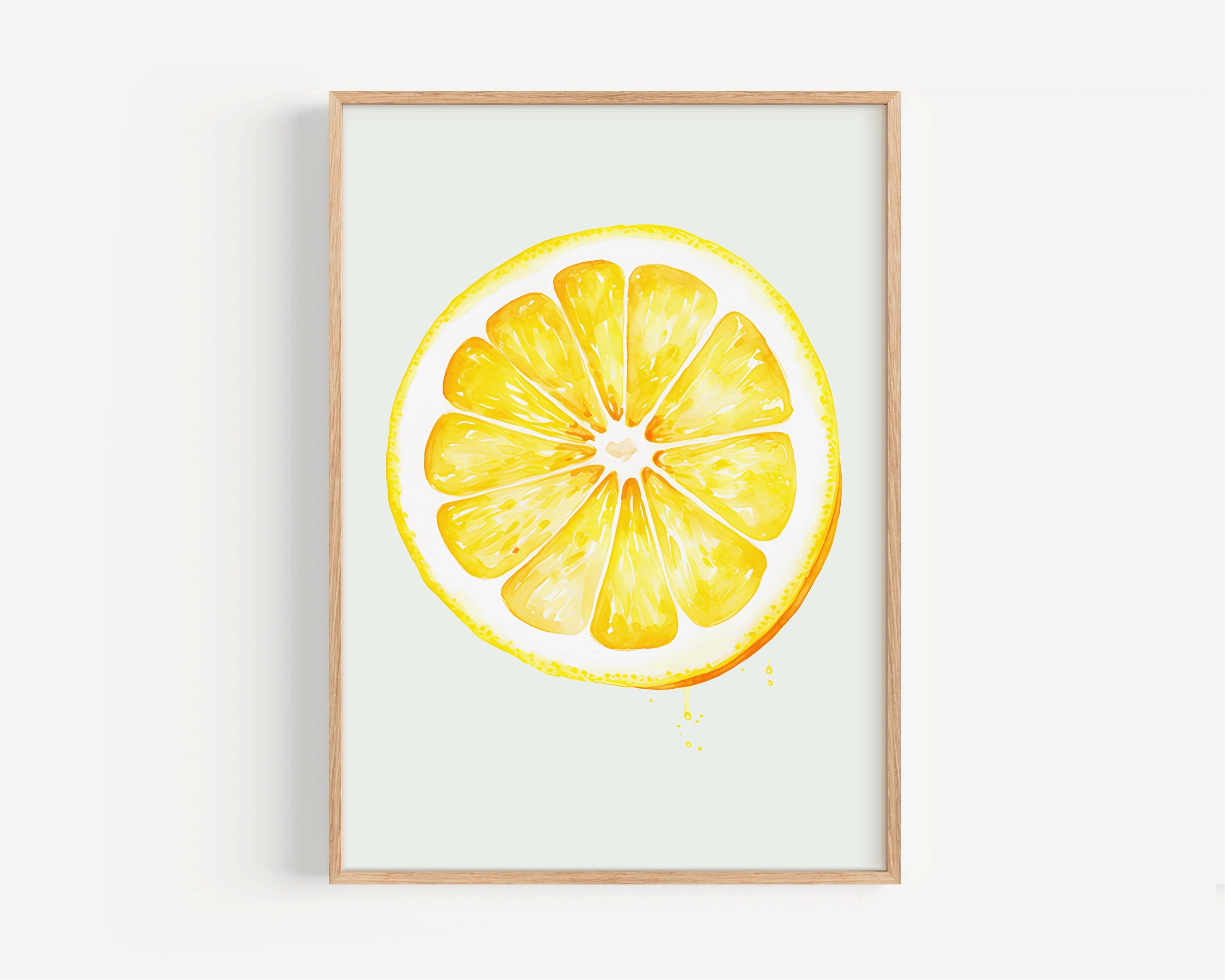 Lemon Fruit Printable Wall Art, Instant Digital Download, Kitchen Art, Citrus, Botanical, Vegetable, Water Colour Painting, Minimalist