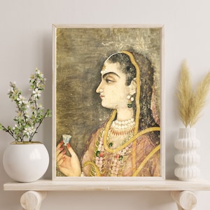 Indian Folk Art, Indian Lady, Mughal Art, Indian Royal Woman, Indian Prints, Indian Digital Wall Art, Indian Vintage Art, Indian Antique Art