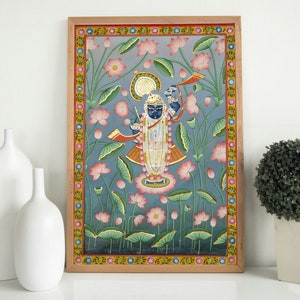 Shreenathji Pichwai Print, Shrinath ji Painting, Indian Folk Art, Srinathji Wall Art, Indian Wall Art, Indian Pichwai Painting, Sreenath ji
