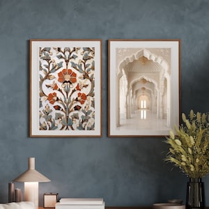 Indian Wall Art Set of 2, Indian Folk Art, Indian Palace Art, Indian Doors, Indian Photography, Indian Architecture, Jaipur Posters Vintage