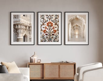 Vintage India Gallery Wall Set of 3 , Indian Wall Art, Indian Palace Art, Printable Indian Art , Indian Photography, Indian Architecture