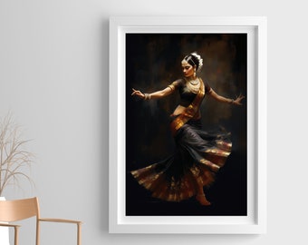 Indian Folk Art, Indian Dancing Lady Art, Indian Painting, Indian Wall Art, Indian Printable Art, Indian Woman Painting, Indian Portrait Art