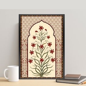 Pichwai Indian Floral Art, Vintage Floral Art, Indian Painting, Indian Folk Art, Mughal Wall Art, Pichwai Art, Tree of Life, Boho Wall Art