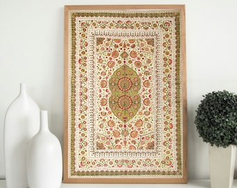 Indian Flowers and Plants Art, Antique Art, Indian Vintage Floral Prints, Textile Design, Wall Hanging Art, Indian Suzani Art, Tapestry Art