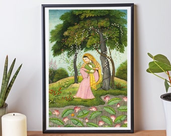 Indian Folk Art, Indian Royal Lady, Pichwai Indian Painting, Indian Art, Pichwai Art, Mughal Art, Indian Woman Art, Indian Vintage Painting