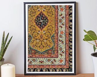 Turkish Wall Art, Mughal Art, Islamic Art, Islamic Floral Art, Floral Vintage Art, Persian Wall Art, Indian Vintage Art, Floral Inlay Art