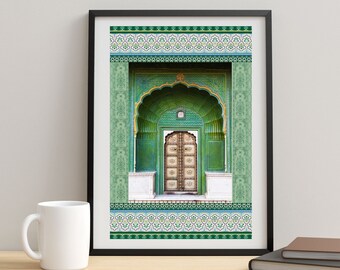 Indian Folk Art, Indian Palace Door, Indian Royal Art , Indian Vintage Art, Indian Wall Art, Indian Palace Mughal Art, Indian Travel Poster