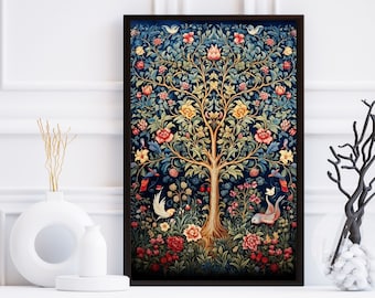 Tree of Life Wall Art, Living Room decor, Digital Downloadable Prints, Botanical Print Poster, Floral Wall Art Painting, Floral Wall Decor