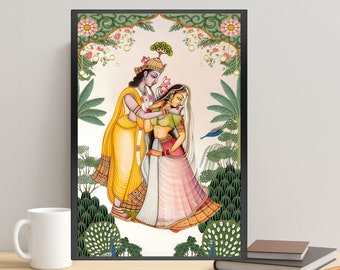 Radha Krishna Pichwai, Radha Krishna Art, Indian Wall Decor, Indian God, Pichwai Painting, Indian Folk Art, Indian Digital Art, Indian Art