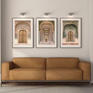 Indian Palace Door Set of 3, Indian Wall Art, Boho Wall Art, Indian Palace Door Art, Jaipur Travel Posters, Indian Prints, Indian Palace Art