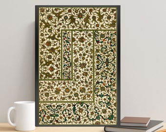 Turkish Wall Art, Mughal Art, Islamic Art, Islamic Floral Art, Floral Vintage Art, Persian Wall Art, Indian Vintage Art, Floral Inlay Art