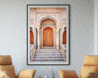 Indian Folk Art, Indian Palace Door, Living Room Decor, Indian Vintage Art, Indian Wall Art, Indian Palace Mughal Art, Travel Digital Poster