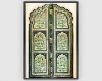 Indian Folk Art, Indian Palace Door, Indian Royal Art , Indian Vintage Art, Indian Wall Art, Indian Palace Mughal Art, Indian Travel Poster