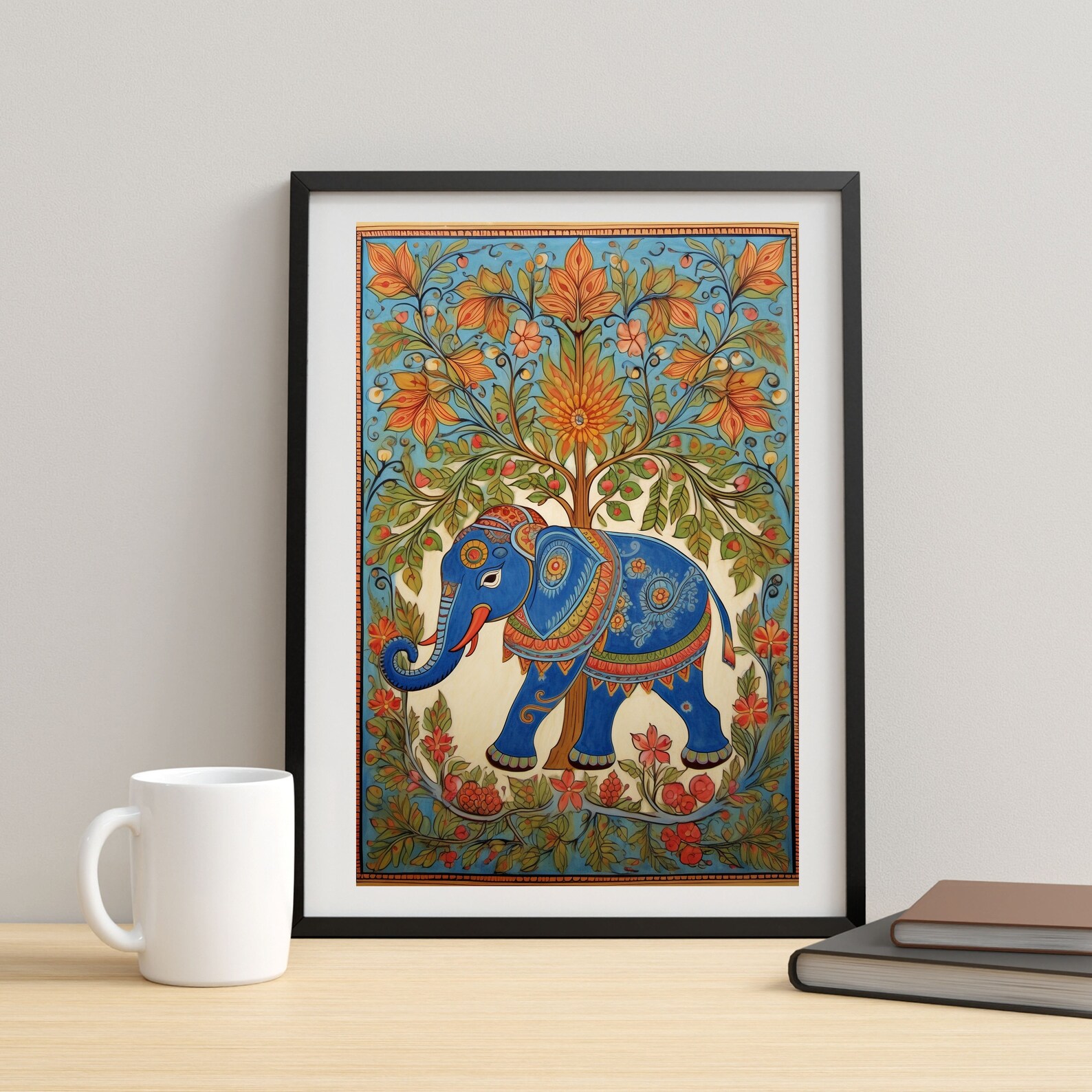 Madhubani Painting, Indian Wall Art, Indian Elephant Painting, Indian Vintage Elephant Painting ...