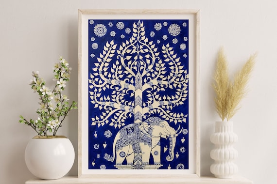 Indian Art, Indian Folk Art, Indian Elephant, Indian Paintings, Indian Kalamkari Art, Madhubani Art, Vintage Indian Art, Elephant Painting