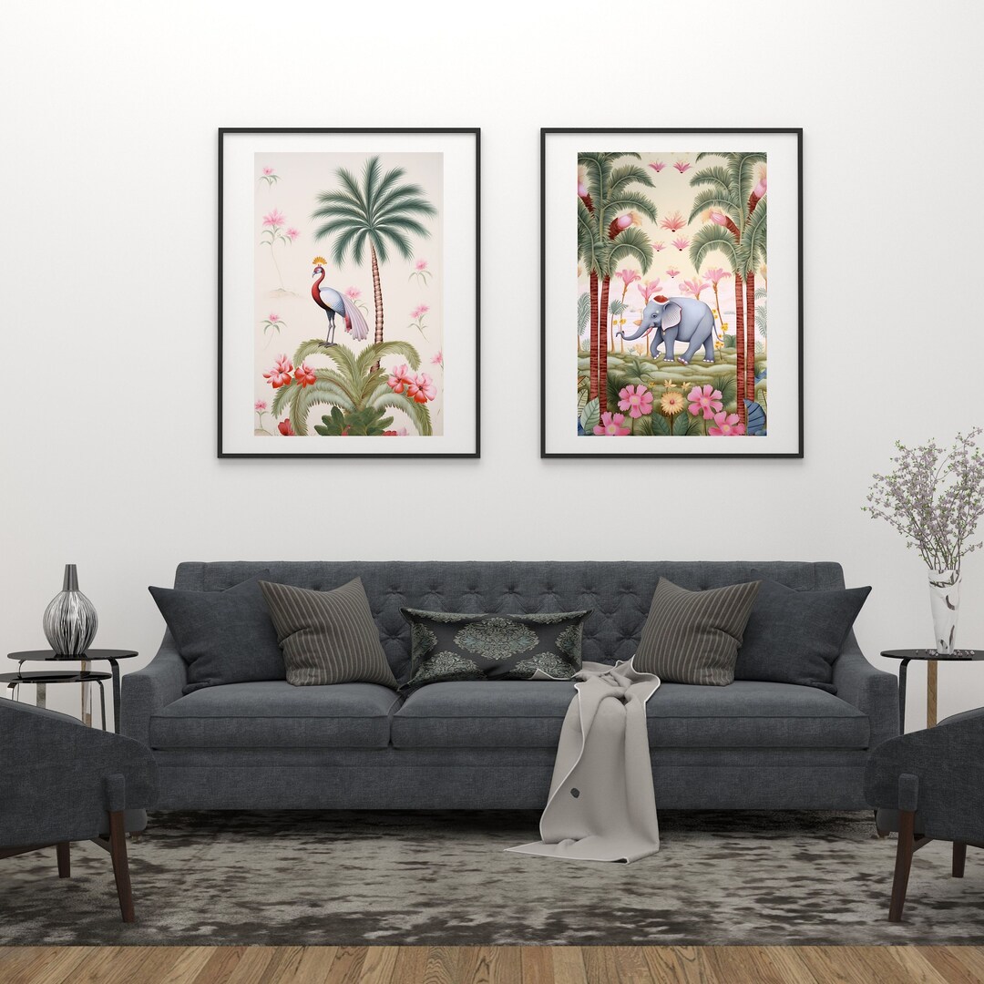Set of 2 Indian Wall Art, Pichwai Art, Indian Elephant Painting, Indian ...