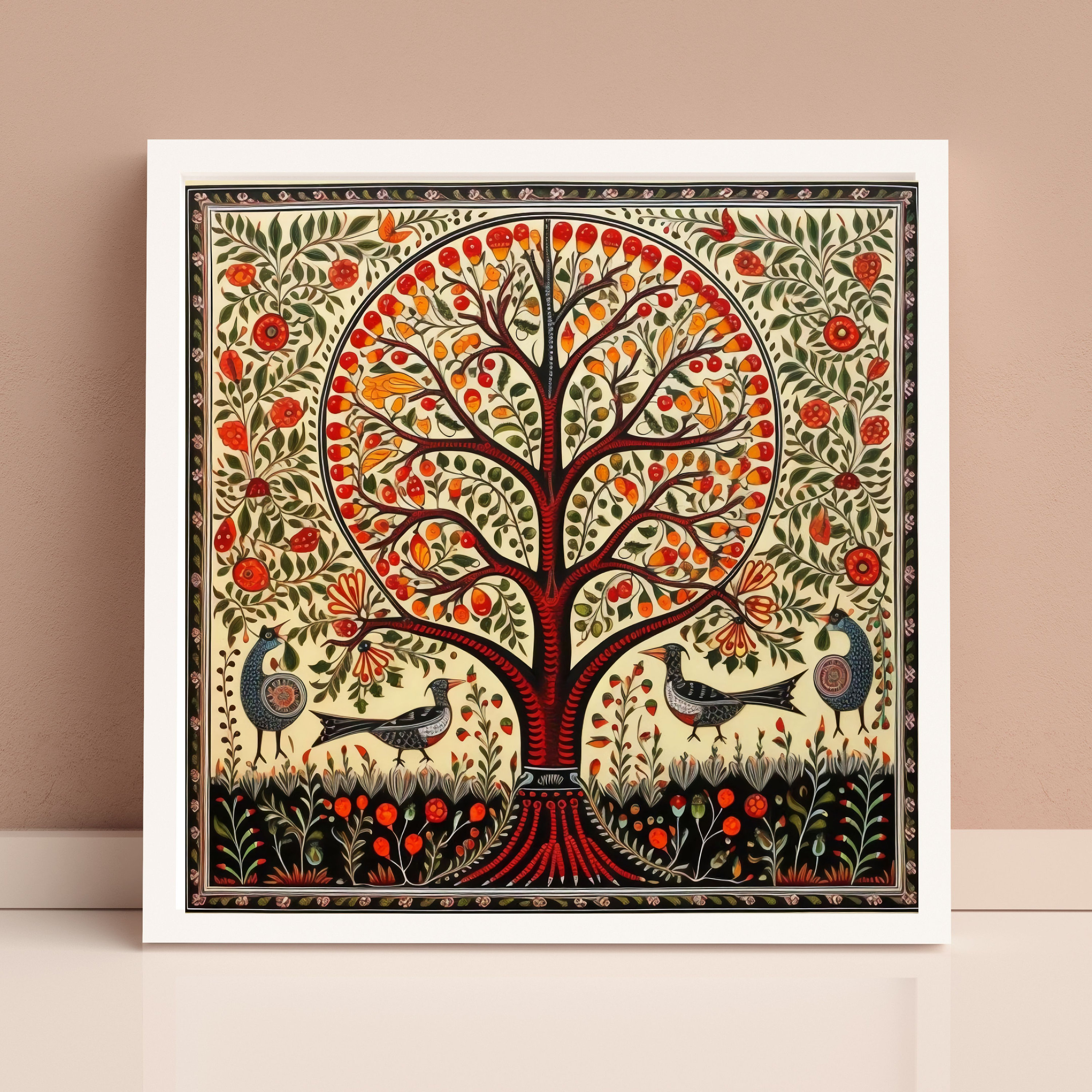 Buy Madhubani Painting, Tree of Life, Indian Wall Art Print, Indian ...