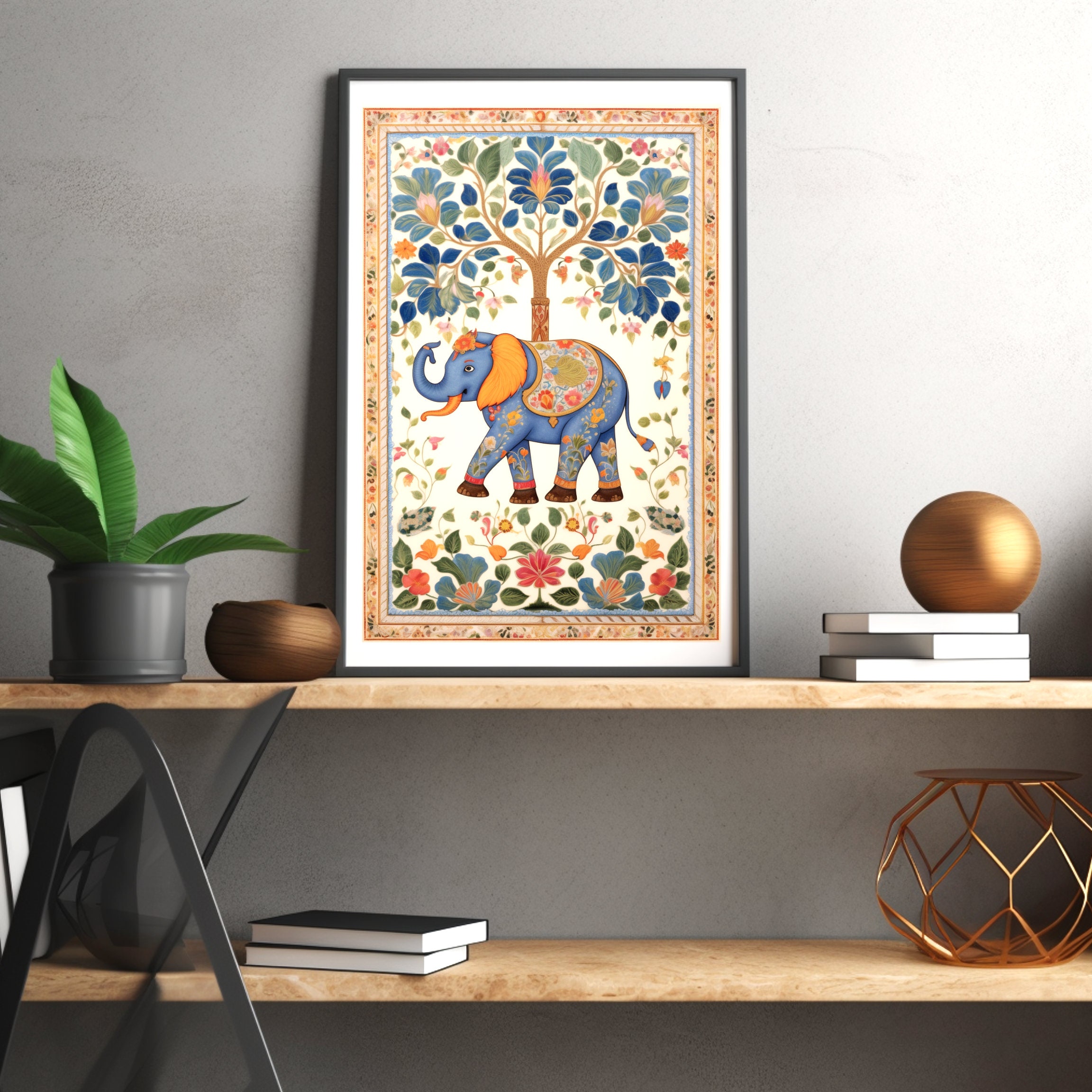 Buy Indian Folk Art, Indian Elephant Print, Elephant Wall Art, Indian ...