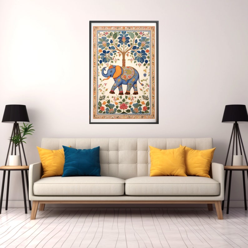 Indian Folk Art Indian Elephant Print Living Room Decor Etsy
