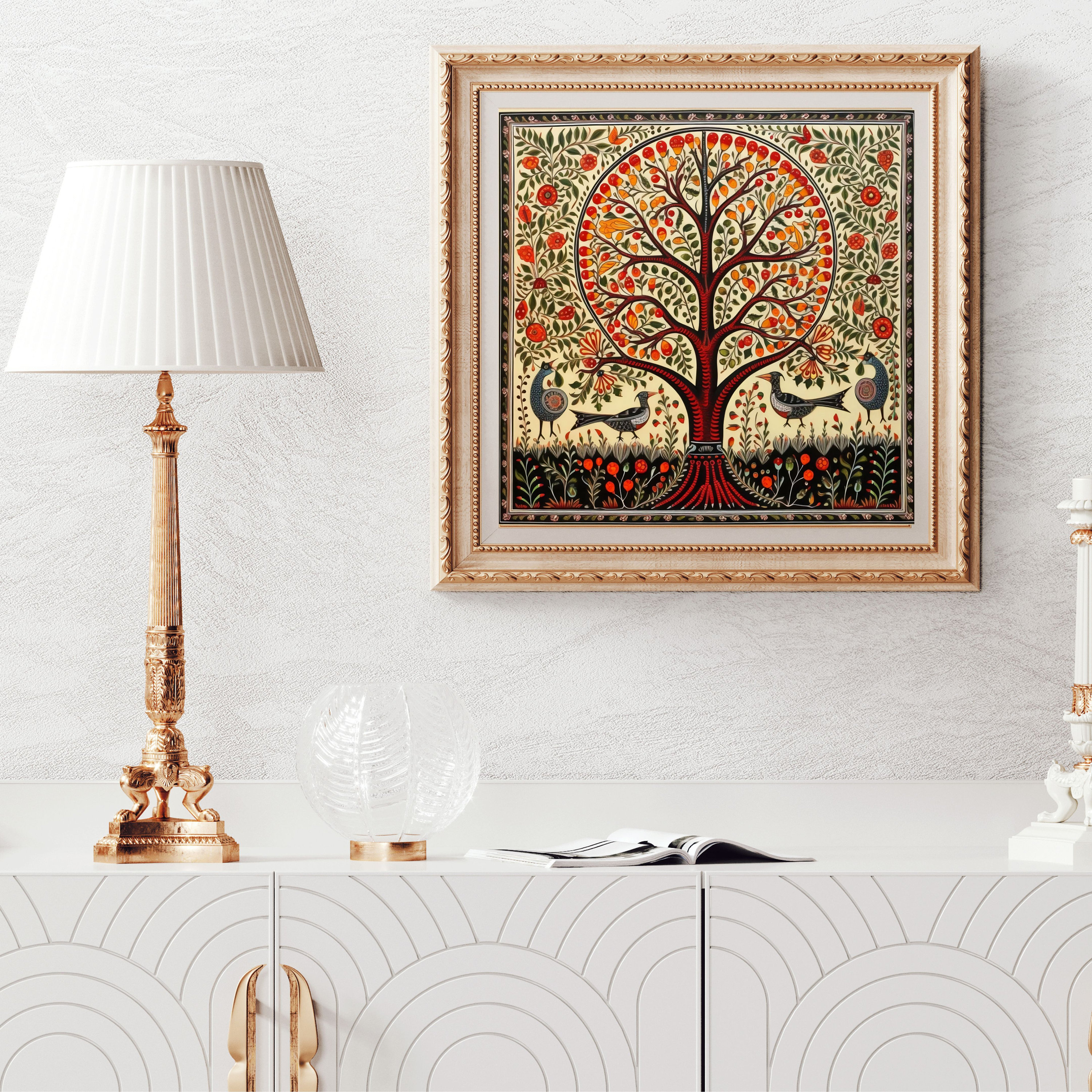 Buy Madhubani Painting, Tree of Life, Indian Wall Art Print, Indian ...
