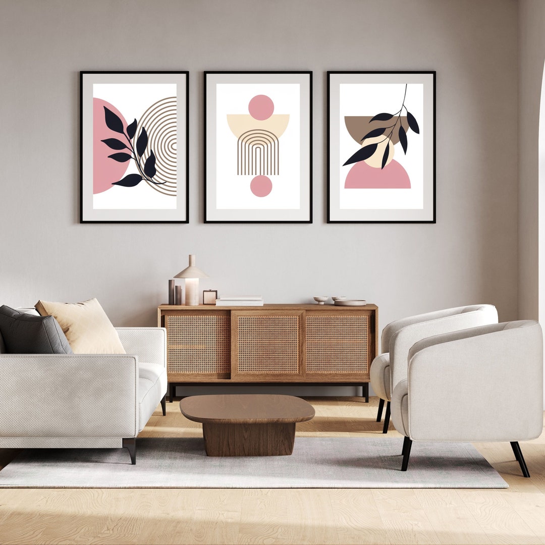 Abstract Art Set of 3, Gallery Wall Art Set, Boho Wall Art, Boho ...