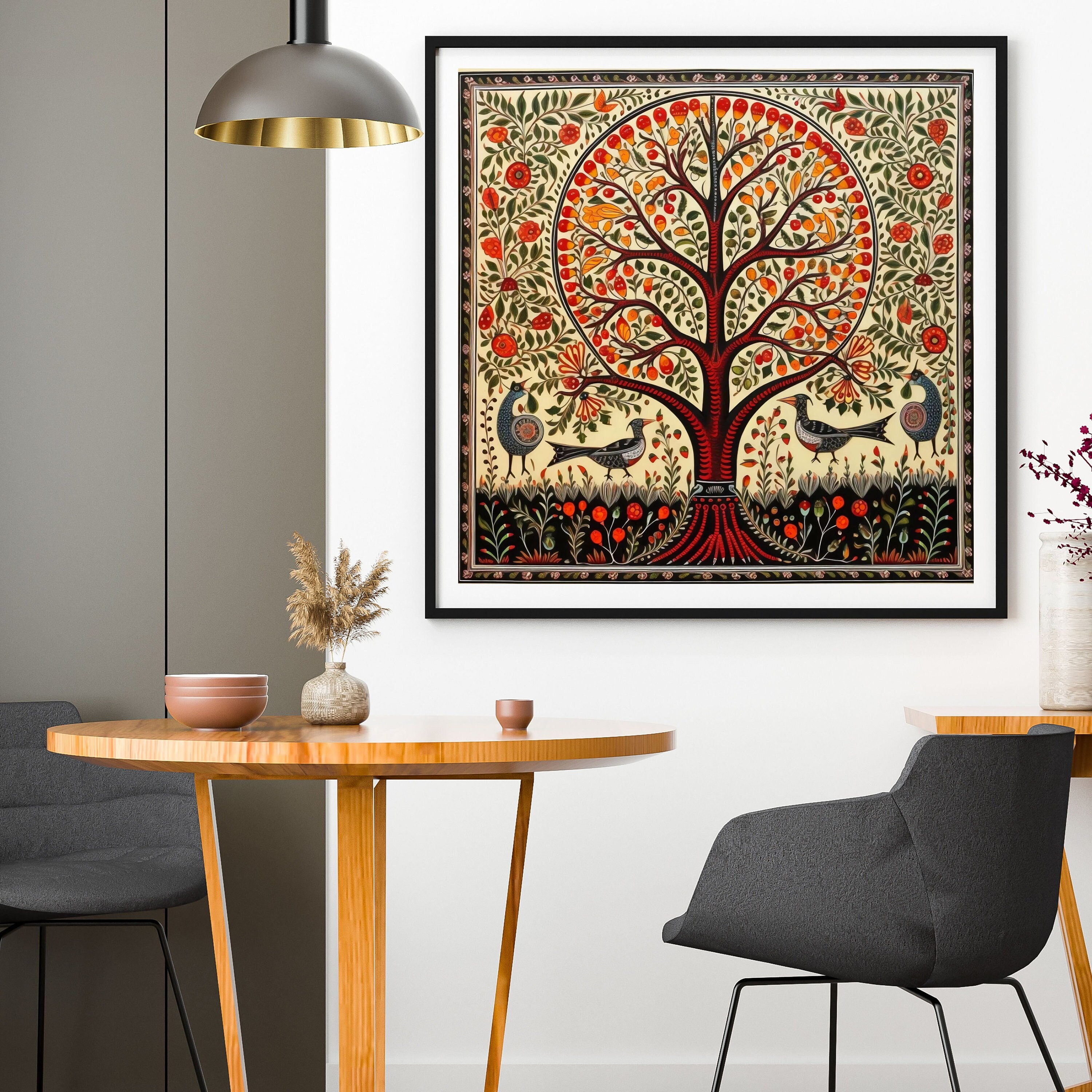Buy Madhubani Painting, Tree of Life, Indian Wall Art Print, Indian ...