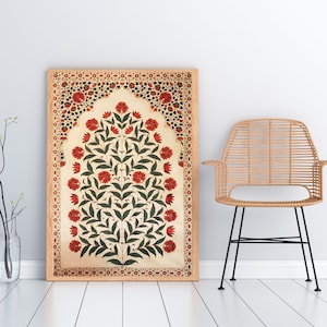 Pichwai Indian Floral Art, Vintage Floral Art, Indian Painting, Indian Folk Art, Mughal Wall Art, Pichwai Art, Tree of Life, Boho Wall Art image 2