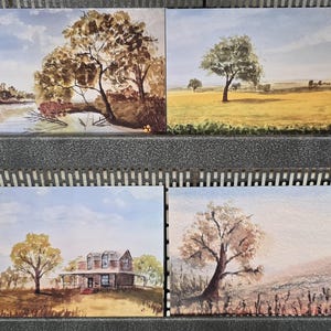 Set of 4 greeting cards, prints of original watercolour artworks. Blank interior.