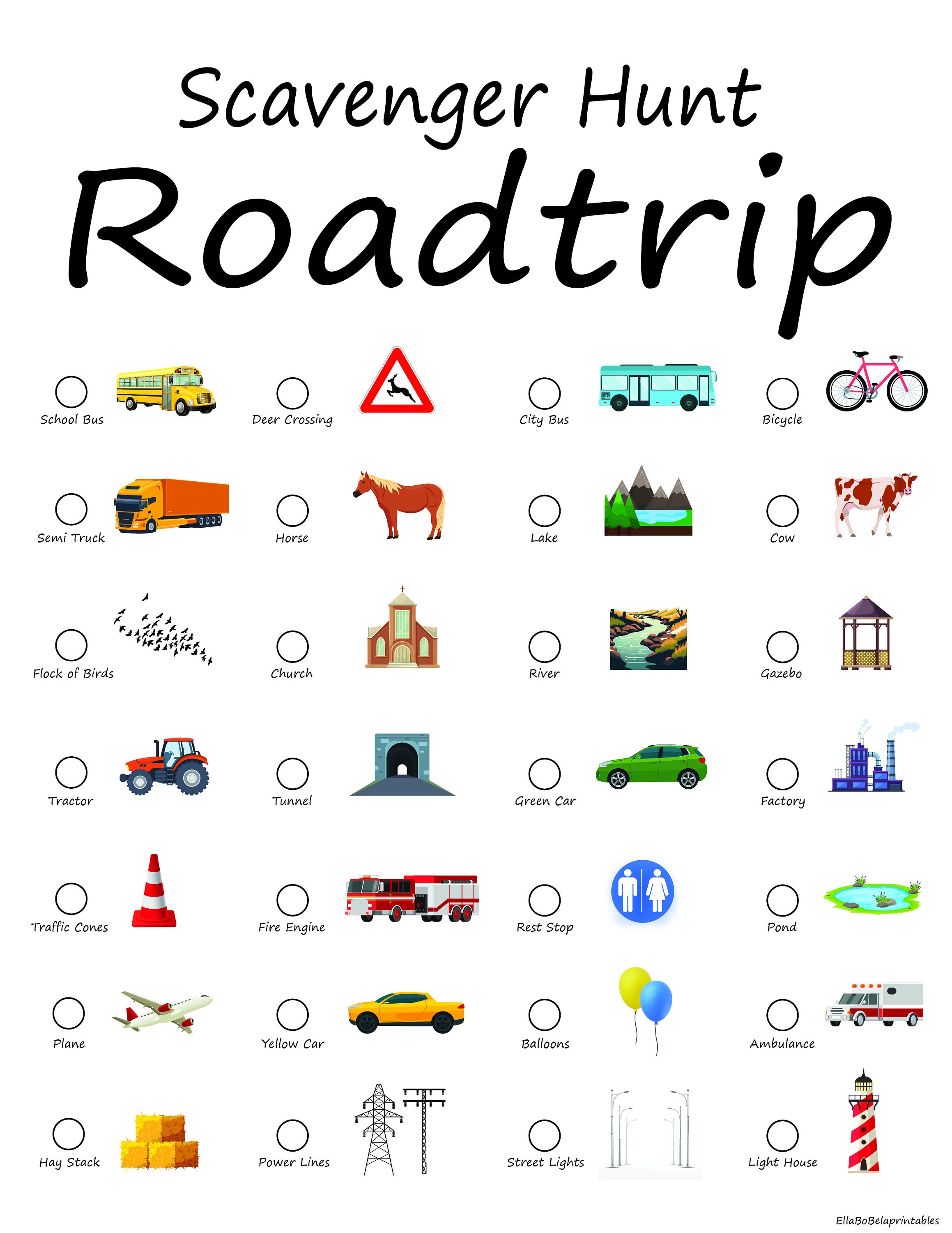 Scavenger Hunt Roadtrip - 2 pages!